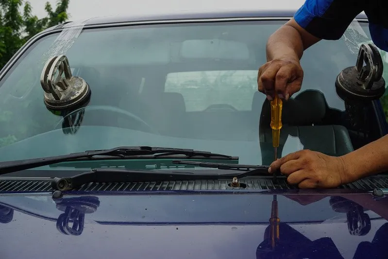 Mobile auto glass van bringing windshield and car window service to a customer in Las Vegas